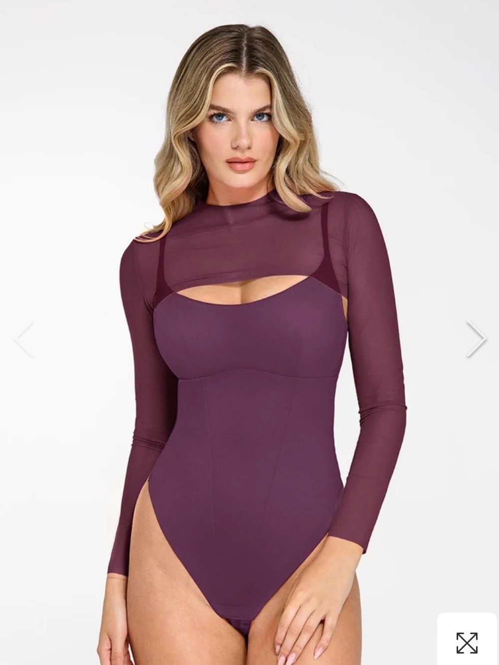 Popilush Sheer Mesh Cutout Shapewear Bodysuit Set NWT